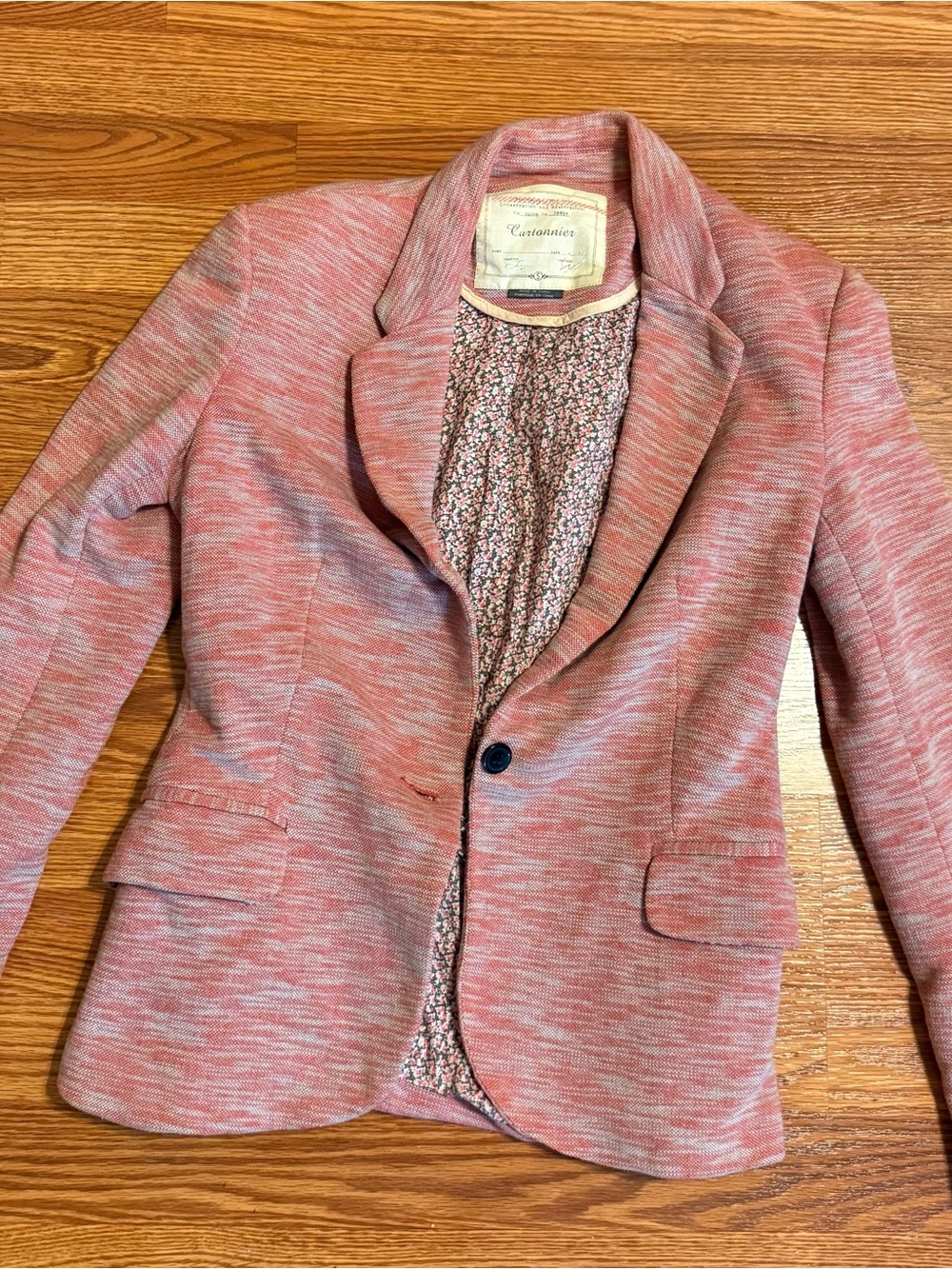 Cartonnier Heathered Pink Single-Button Knit Blazer